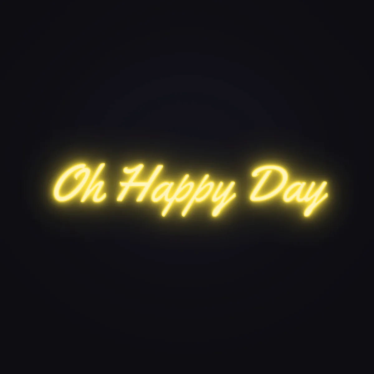 Oh Happy Day Neon Sign — Golden Yellow LED neon (design render)