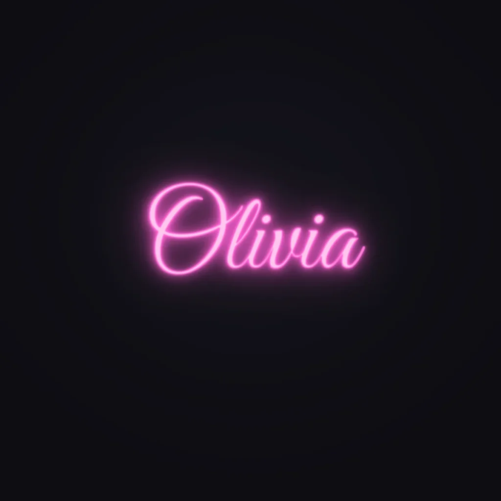 Olivia Neon Sign — Pink LED neon (design render)