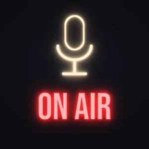 On Air Mic Neon Sign — Red LED neon (design render)