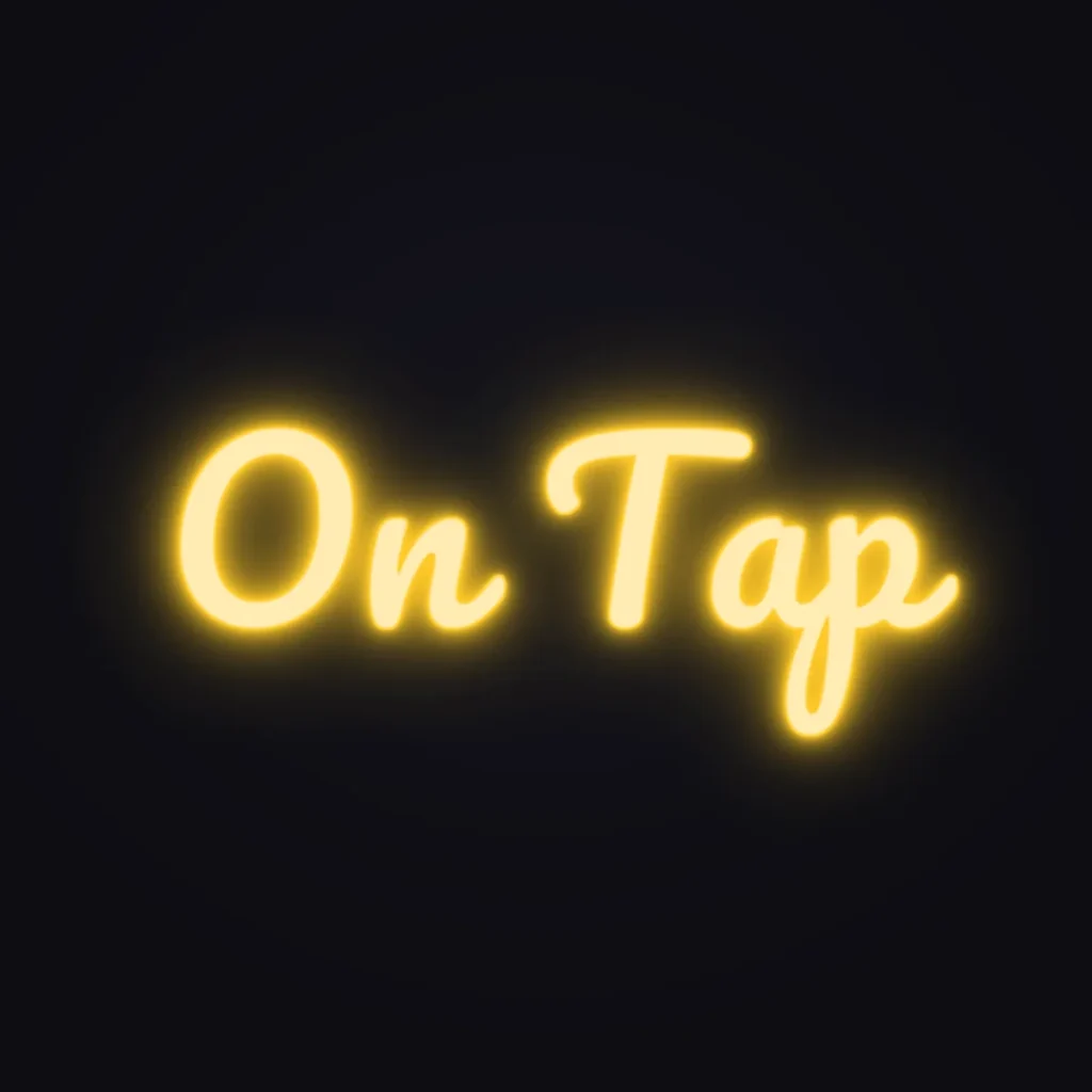 On Tap Neon Sign — Golden Yellow LED neon (design render)