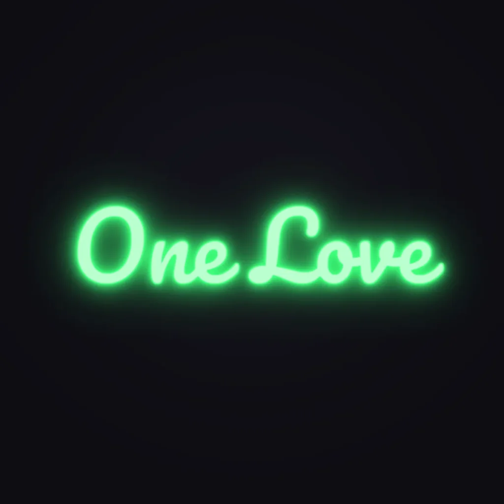 One Love Neon Sign — Green LED neon (design render)