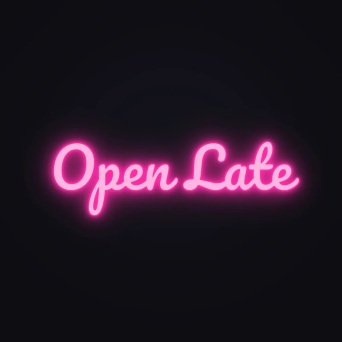 Open Late Neon Sign — Hot Pink LED neon (design render)