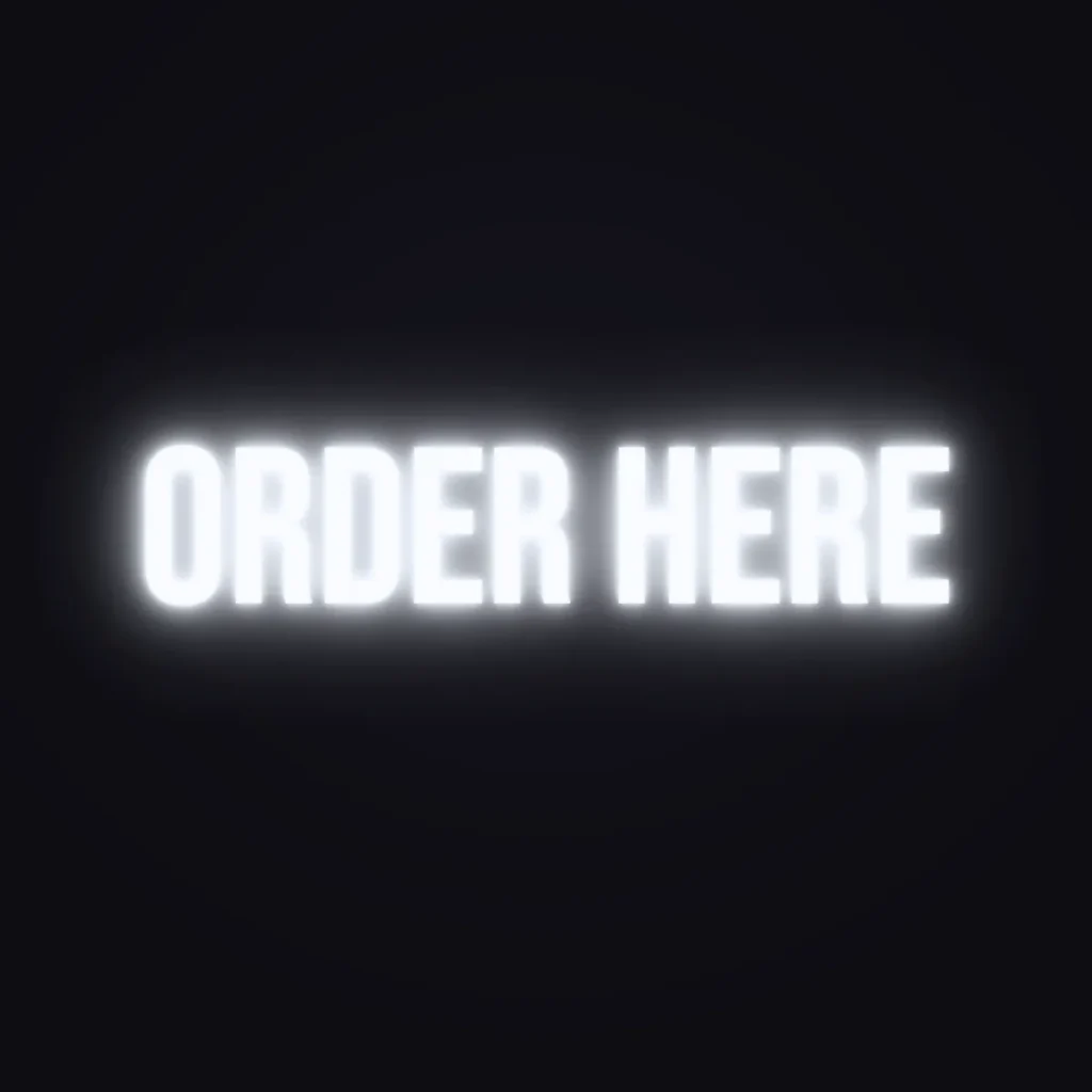 Order Here Neon Sign — White LED neon (design render)