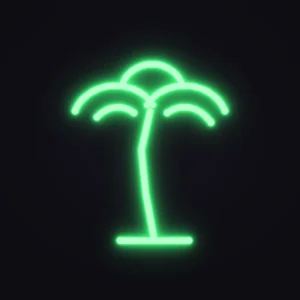 Palm Tree Icon Neon Sign — Green LED neon (design render)