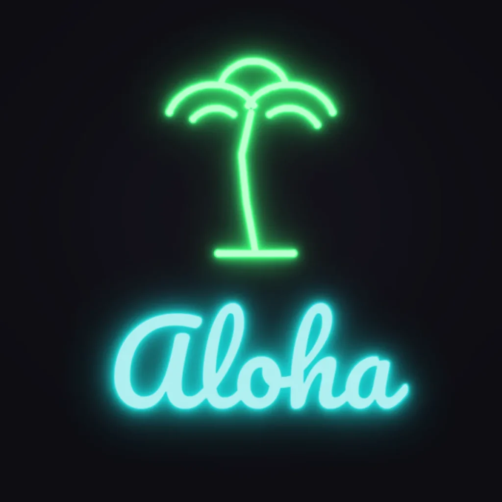 Palm Tree Neon Sign — Turquoise LED neon (design render)