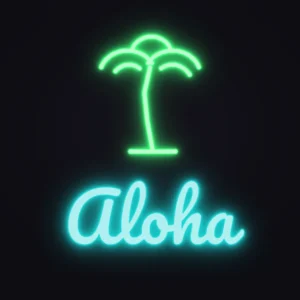 Palm Tree Neon Sign — Turquoise LED neon (design render)