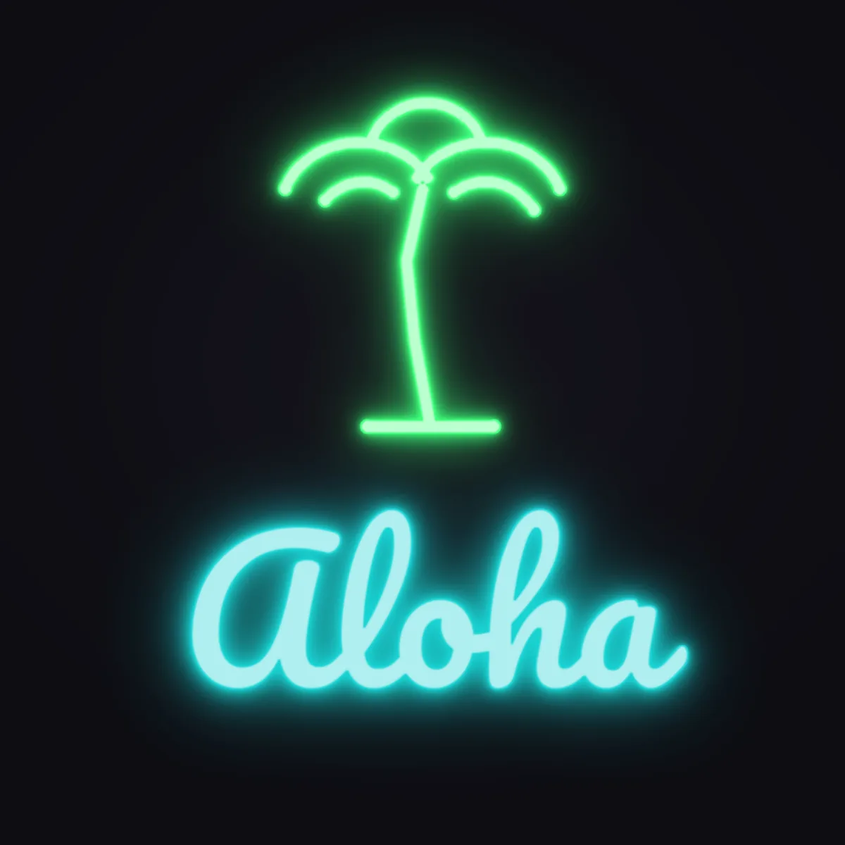 Palm Tree Neon Sign — Turquoise LED neon (design render)
