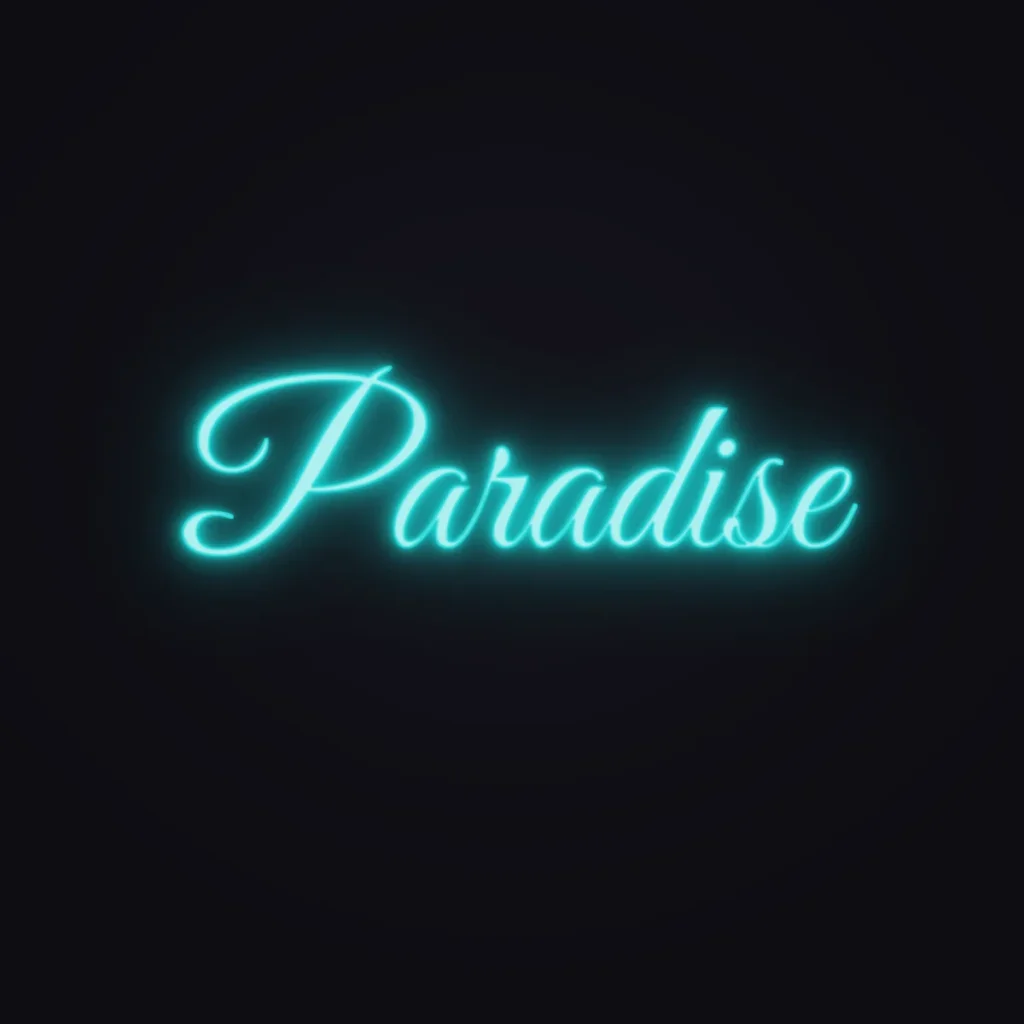 Paradise Neon Sign — Turquoise LED neon (design render)