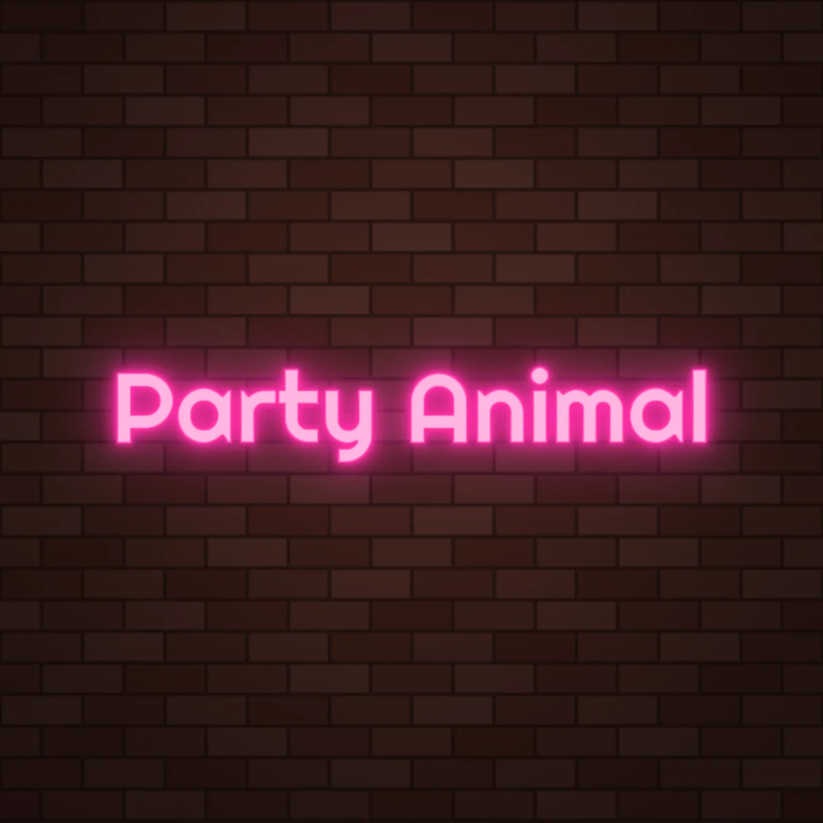 Party Animal Neon Sign on a brick wall (design render)