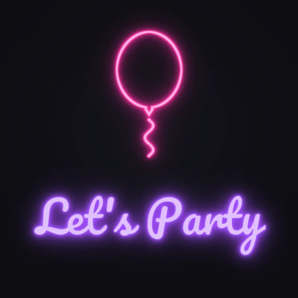Party Balloon Neon Sign — Purple LED neon (design render)