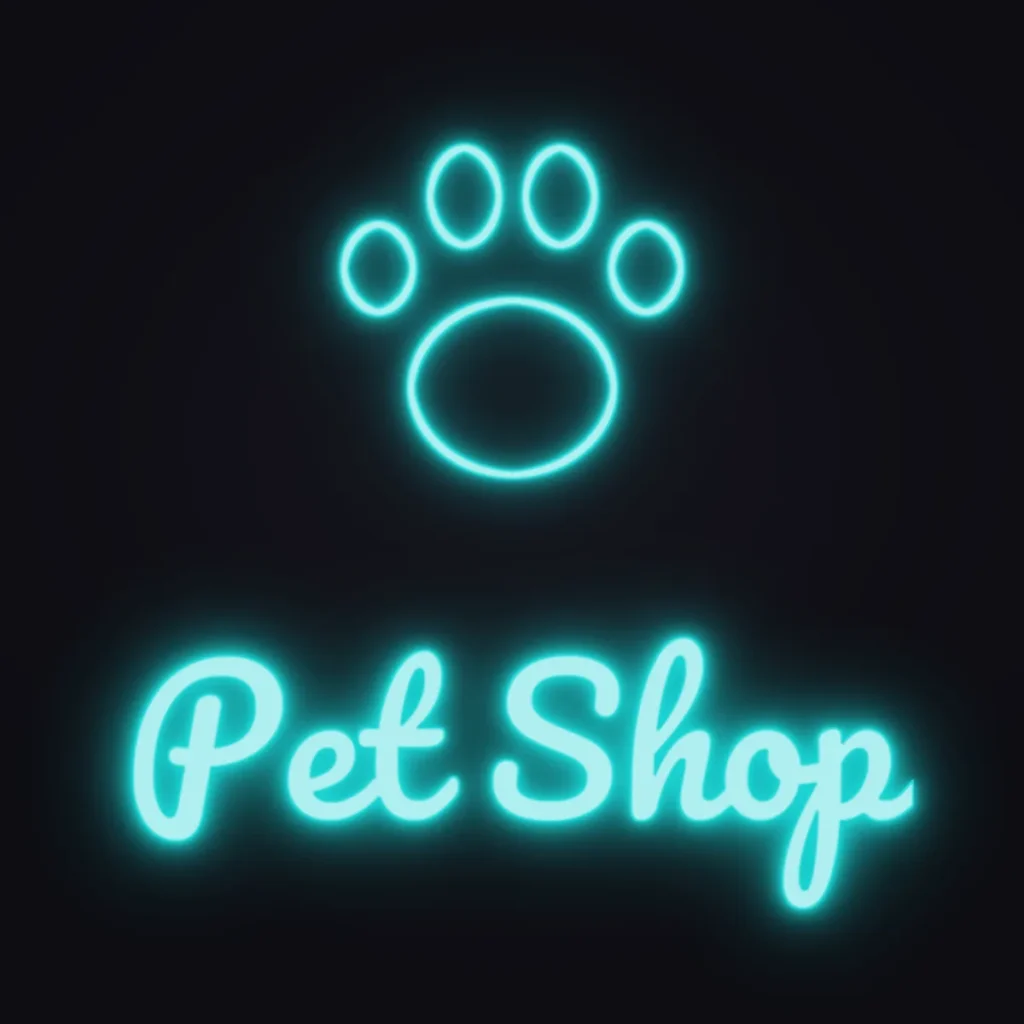 Paw Print Neon Sign — Turquoise LED neon (design render)