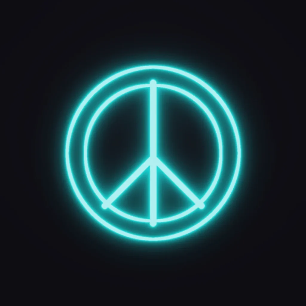 Peace Sign Neon Sign — Turquoise LED neon (design render)