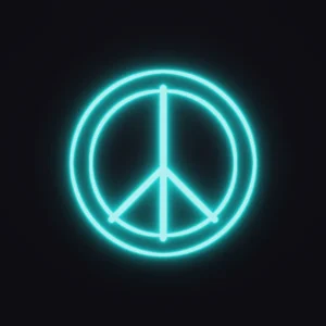 Peace Sign Neon Sign — Turquoise LED neon (design render)