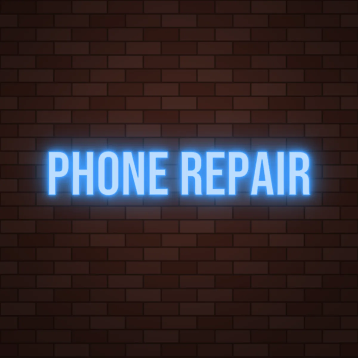 Phone Repair Neon Sign on a brick wall (design render)