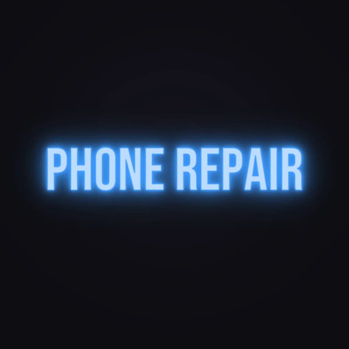 Phone Repair Neon Sign — Electric Blue LED neon (design render)