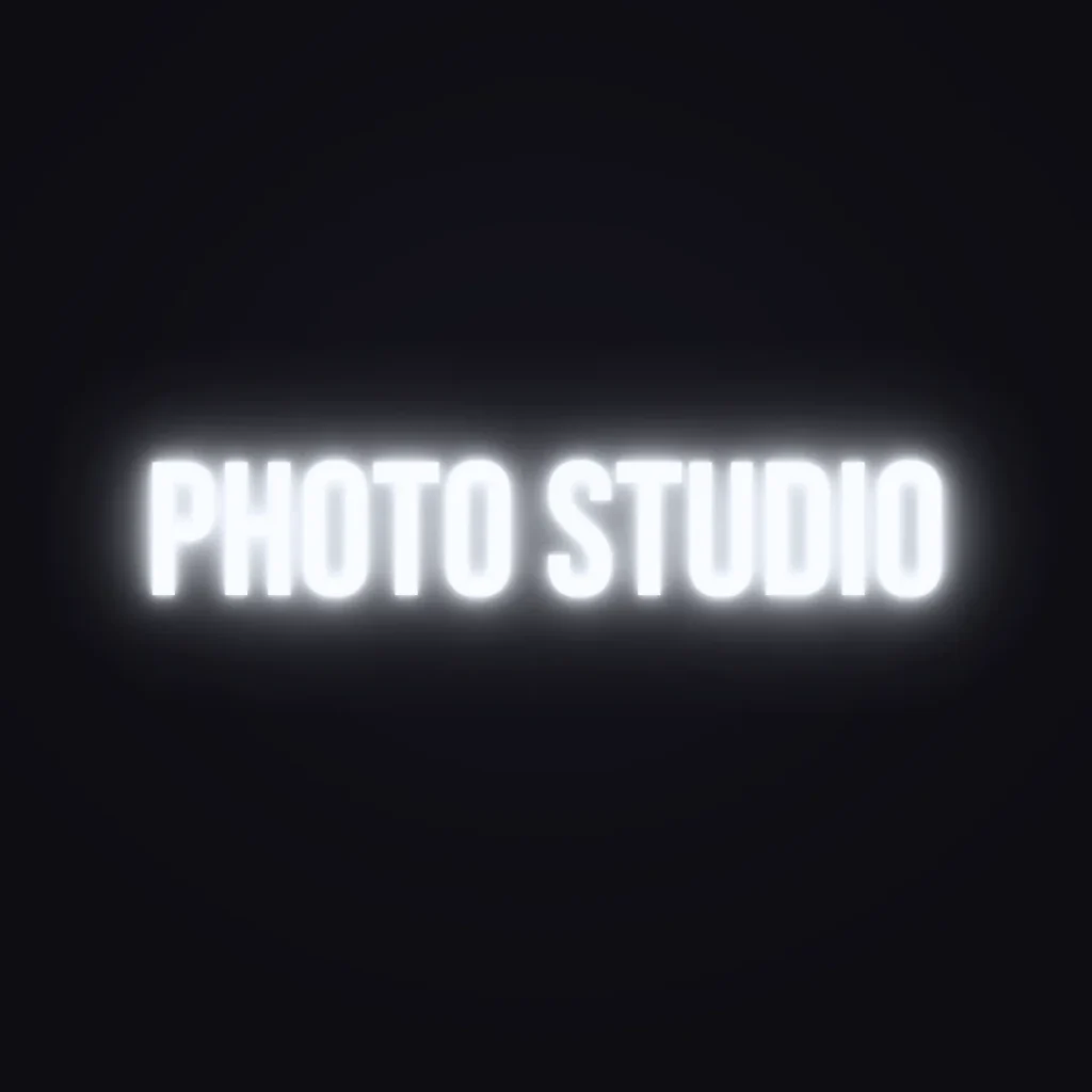 Photo Studio Neon Sign — White LED neon (design render)