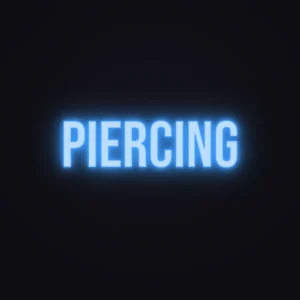 Piercing Neon Sign — Electric Blue LED neon (design render)