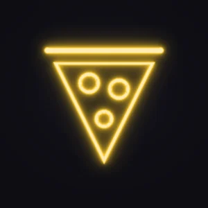 Pizza Icon Neon Sign — Golden Yellow LED neon (design render)