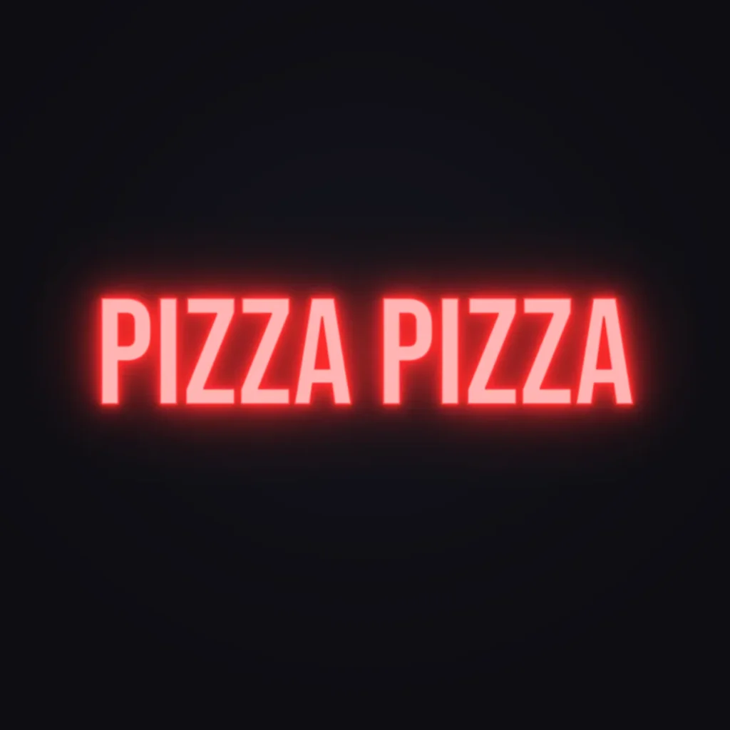 Pizza Pizza Neon Sign — Red LED neon (design render)