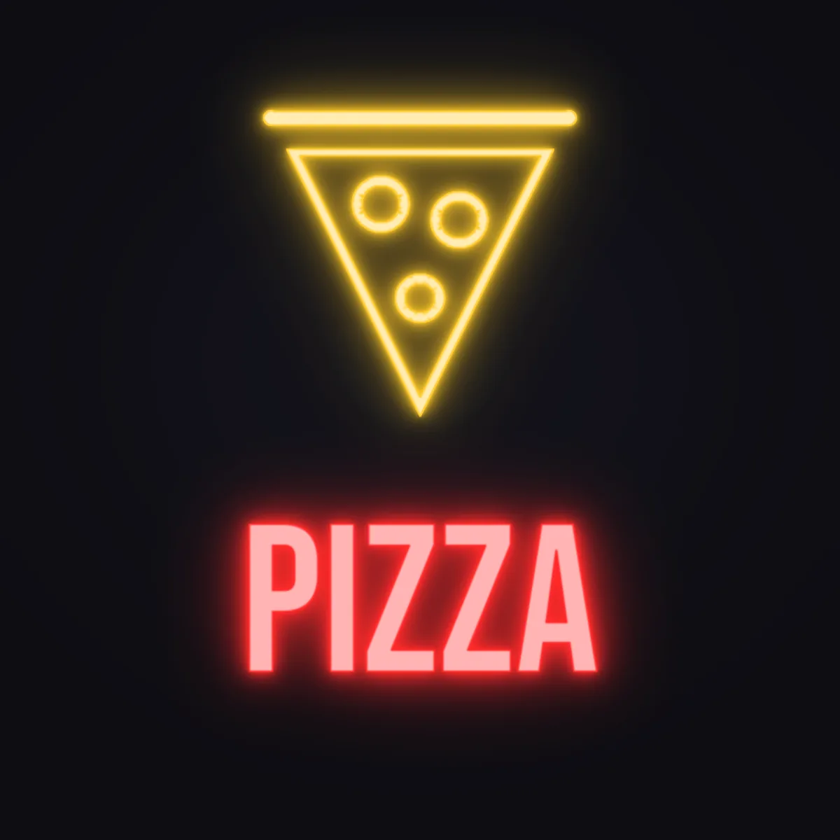Pizza Slice Neon Sign — Red LED neon (design render)
