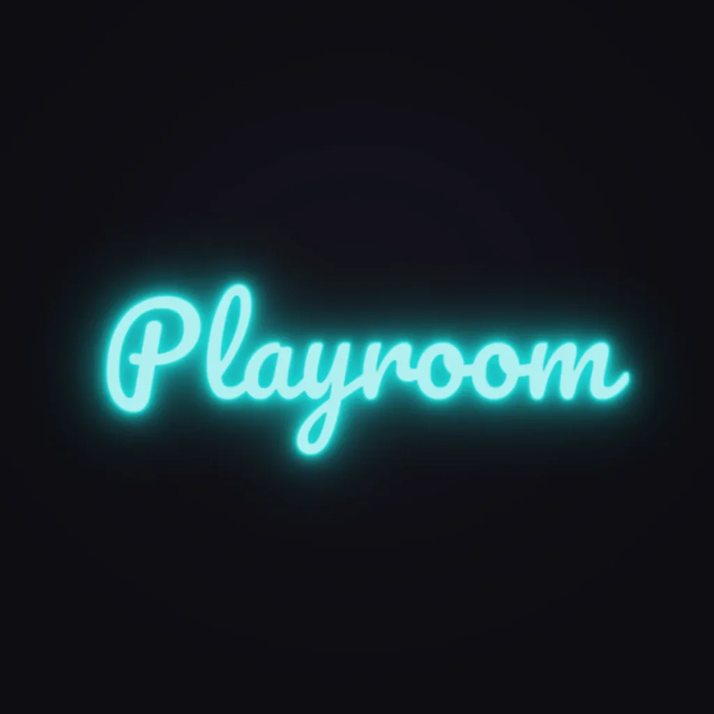Playroom Neon Sign — Turquoise LED neon (design render)
