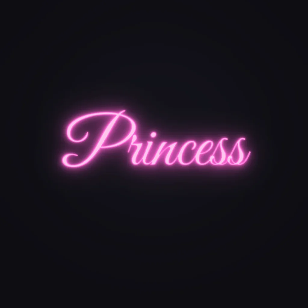 Princess Neon Sign — Pink LED neon (design render)