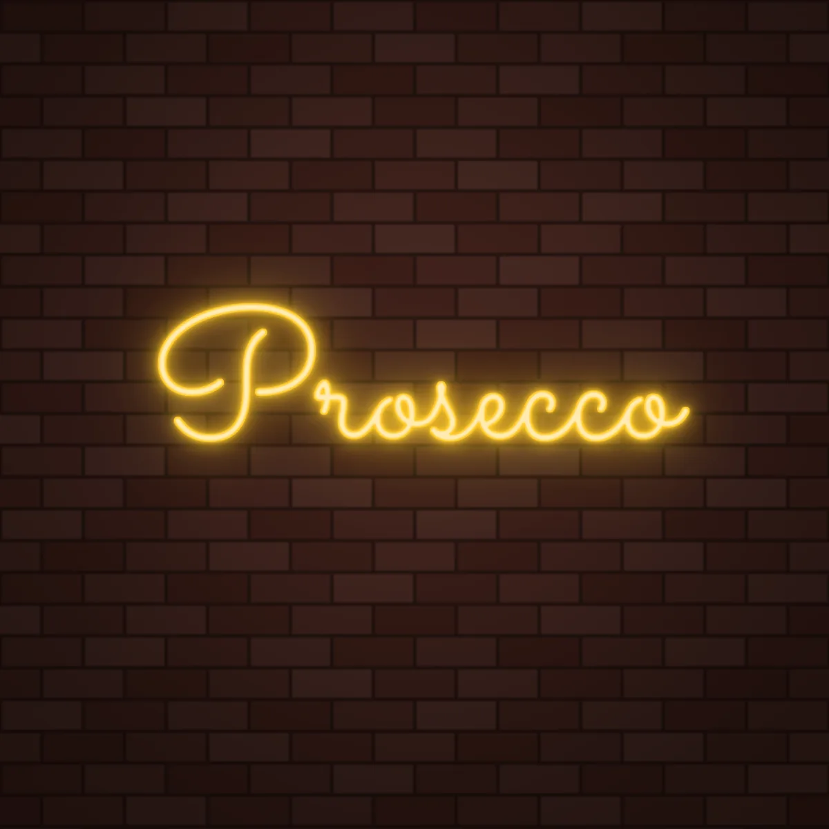Prosecco Neon Sign on a brick wall (design render)