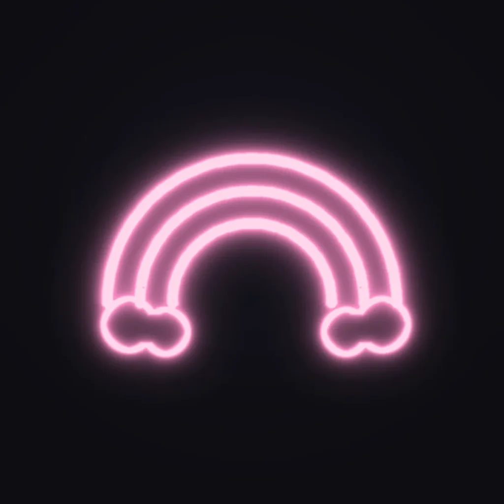 Rainbow Neon Sign — Candy Pink LED neon (design render)