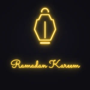 Ramadan Lantern Neon Sign — Golden Yellow LED neon (design render)
