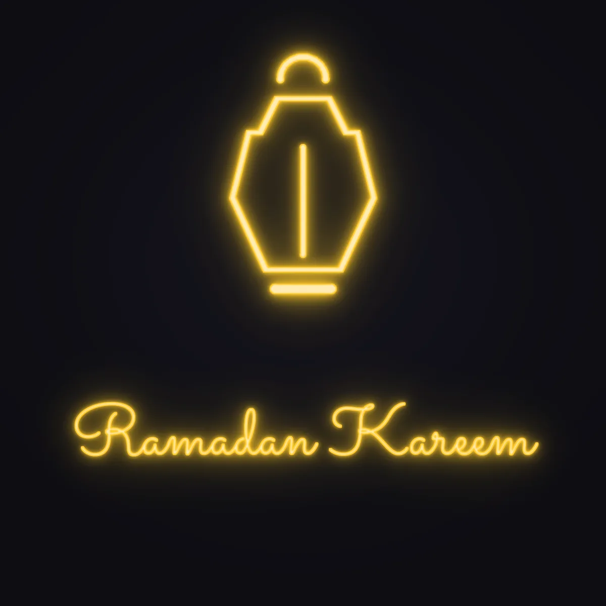 Ramadan Lantern Neon Sign — Golden Yellow LED neon (design render)