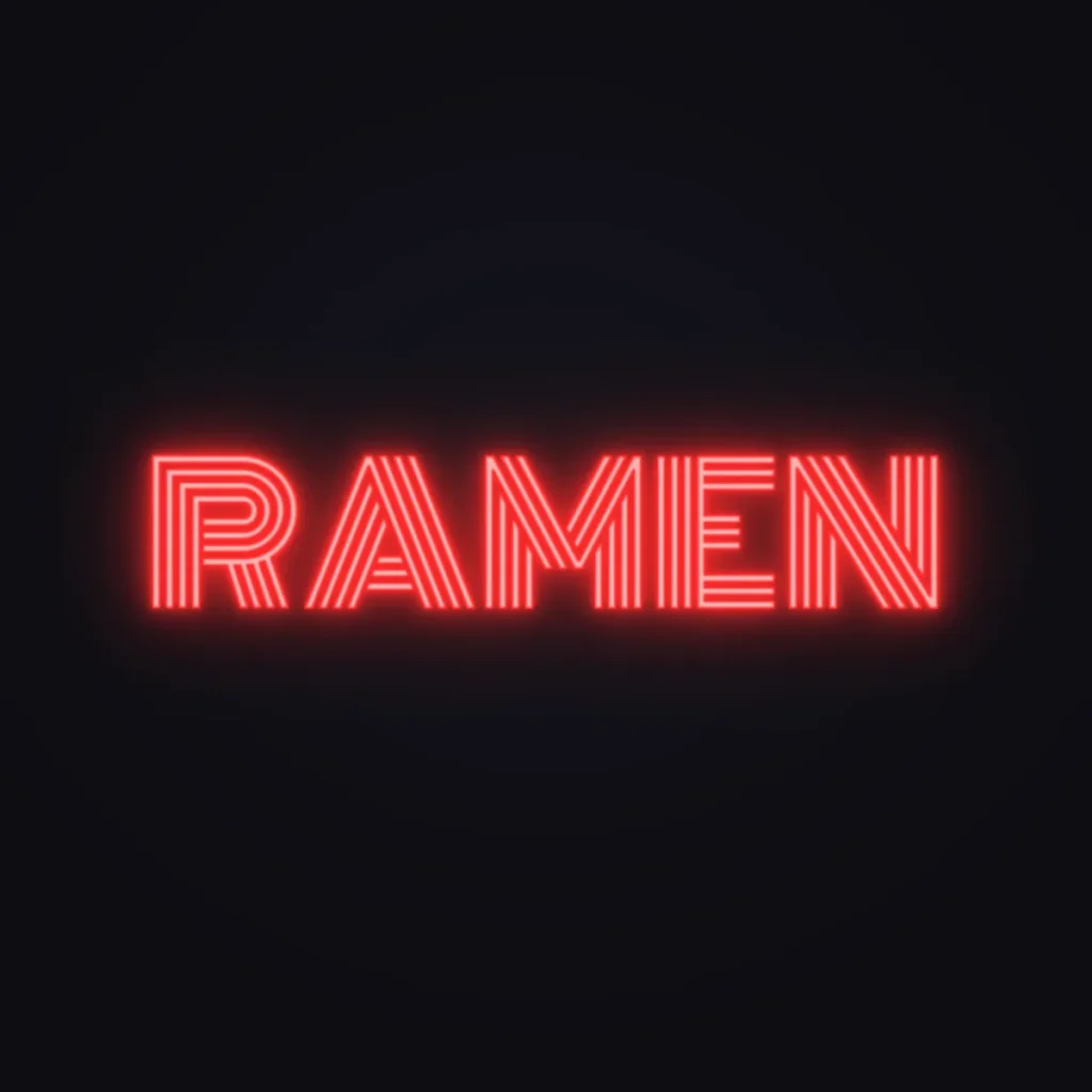 RAMEN Neon Sign — Red LED neon (design render)
