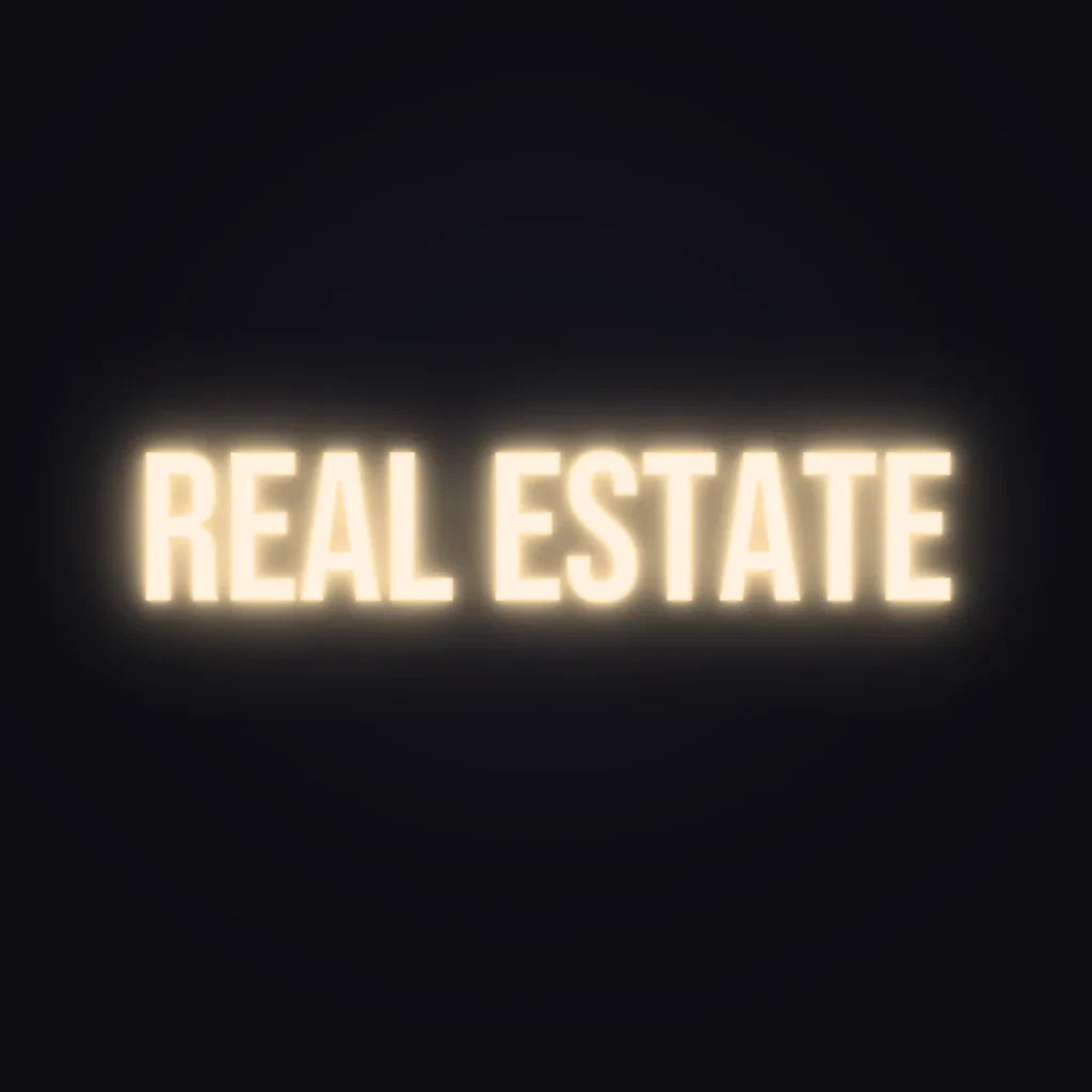 Real Estate Neon Sign — Warm White LED neon (design render)