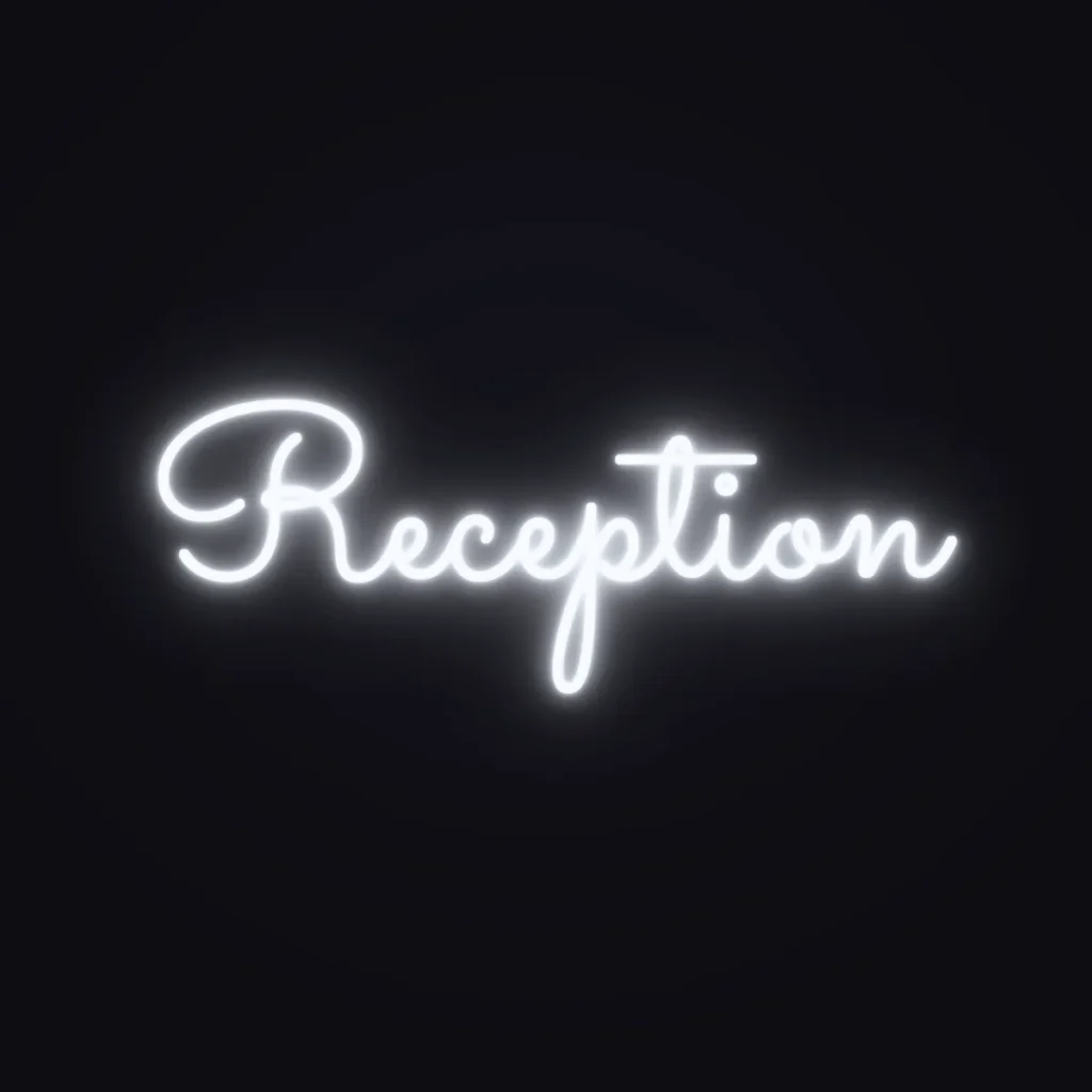 Reception Neon Sign — White LED neon (design render)