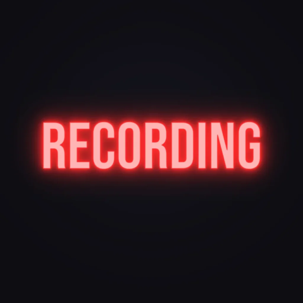 RECORDING Neon Sign — Red LED neon (design render)