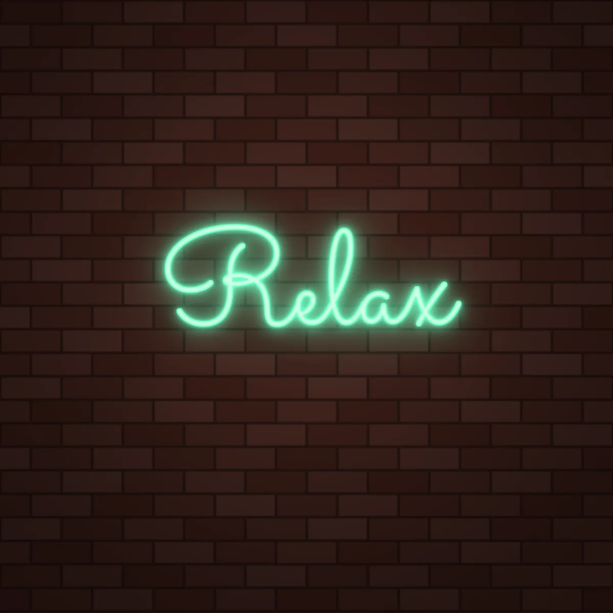 Relax Neon Sign on a brick wall (design render)
