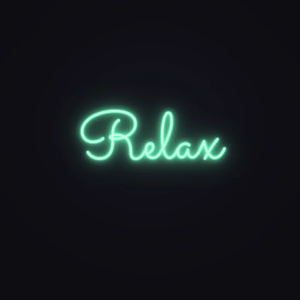 Relax Neon Sign — Mint LED neon (design render)
