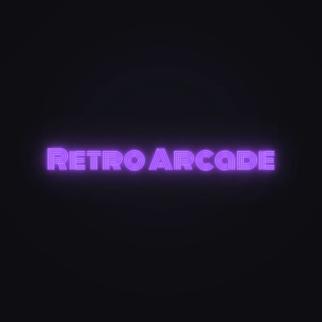 Retro Arcade Neon Sign — Purple LED neon (design render)