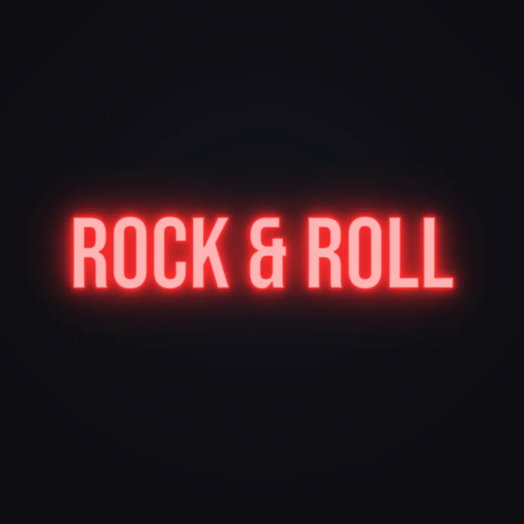 Rock & Roll Neon Sign — Red LED neon (design render)