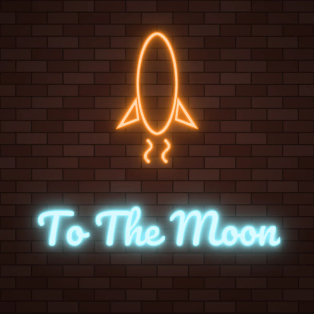 Rocket Neon Sign on a brick wall (design render)
