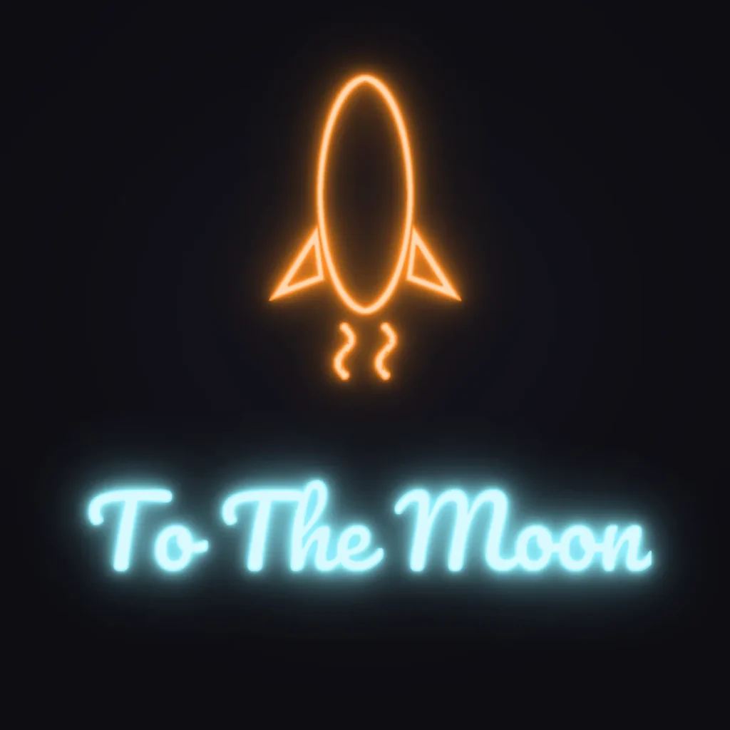 Rocket Neon Sign — Ice Blue LED neon (design render)