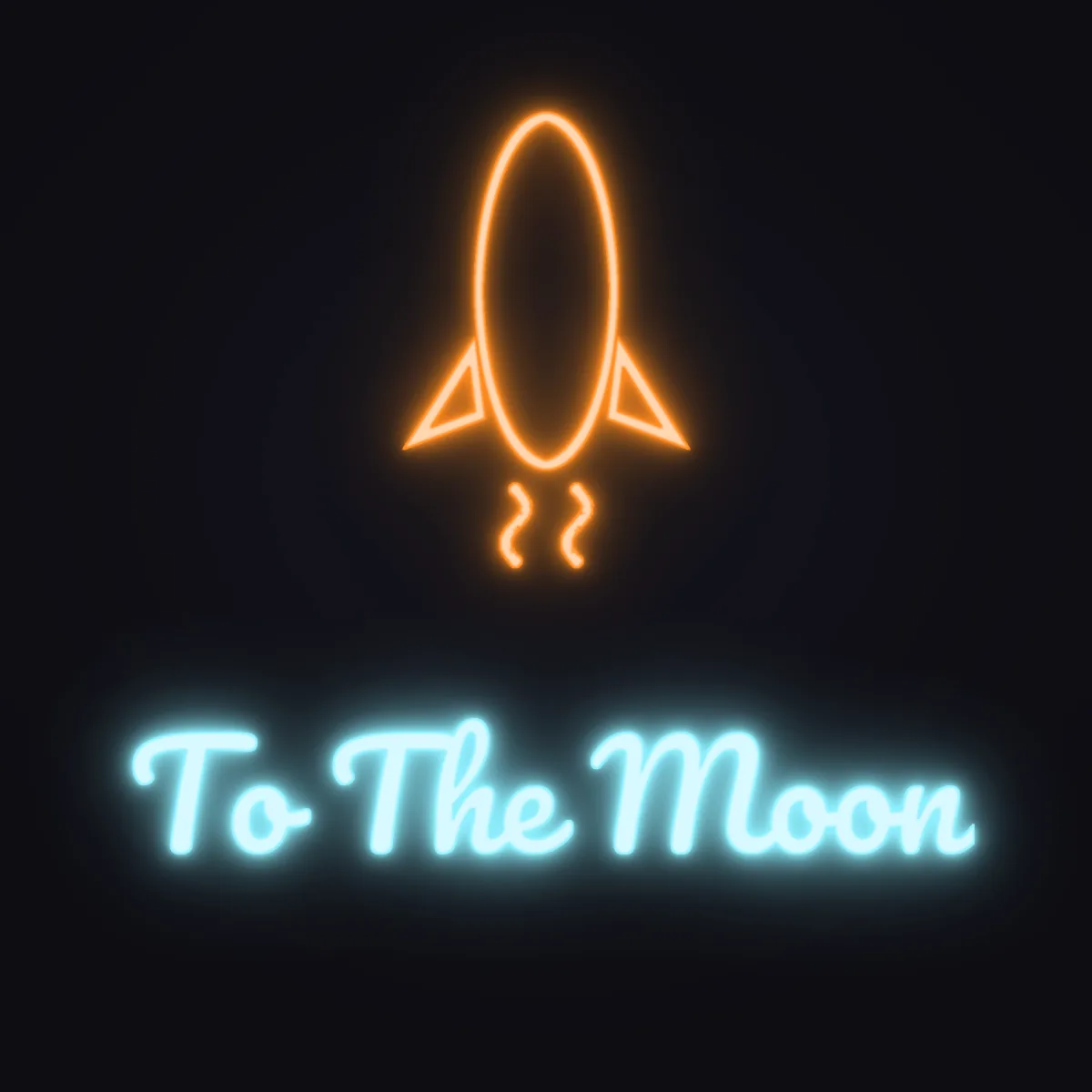 Rocket Neon Sign — Ice Blue LED neon (design render)