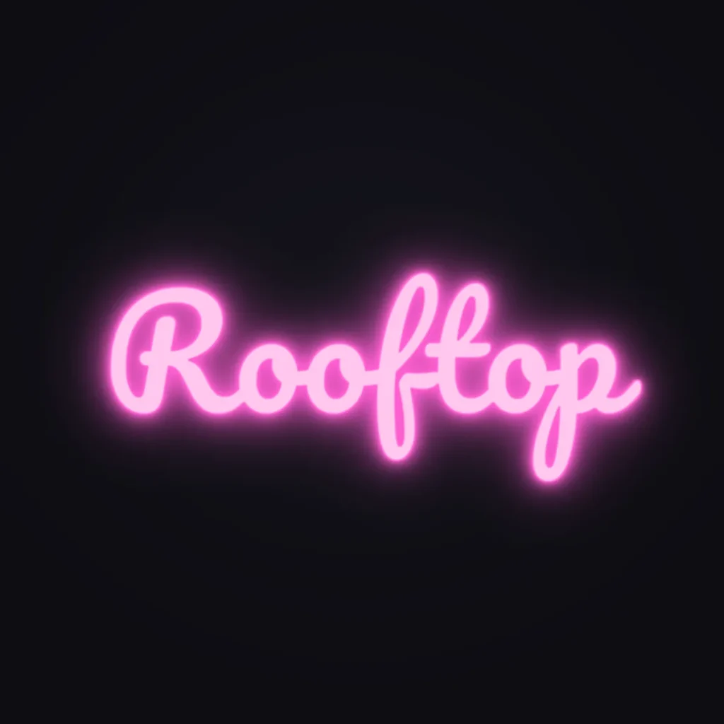 Rooftop Neon Sign — Pink LED neon (design render)