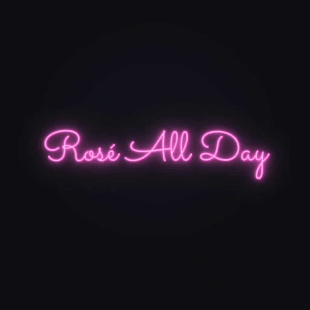 Rosé All Day Neon Sign — Pink LED neon (design render)