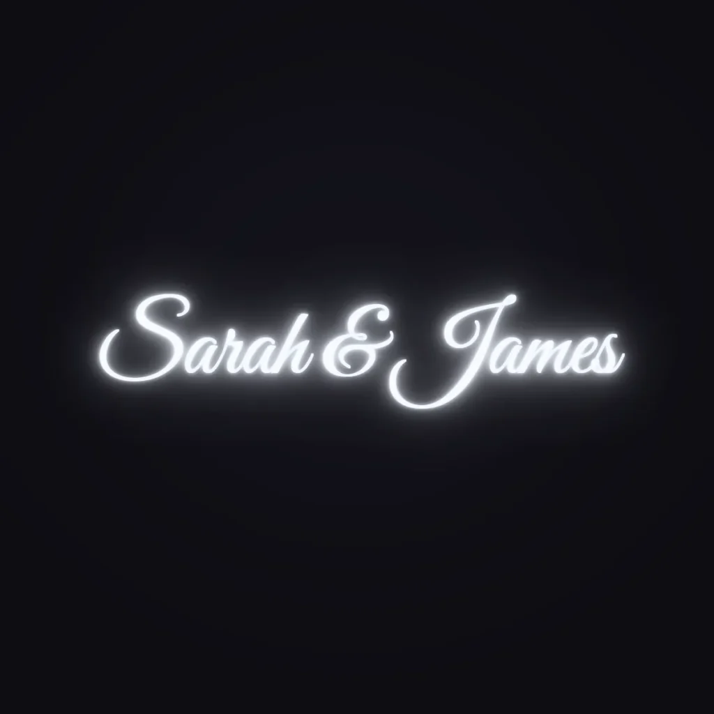 Sarah & James Neon Sign — White LED neon (design render)