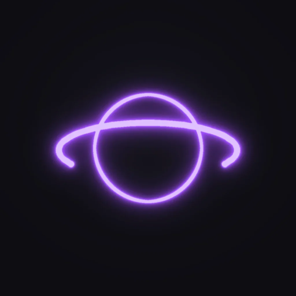 Saturn Planet Neon Sign — Purple LED neon (design render)