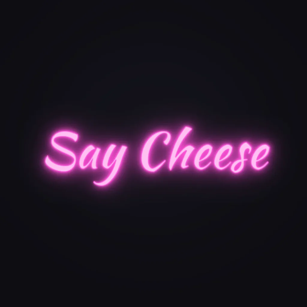 Say Cheese Neon Sign — Pink LED neon (design render)
