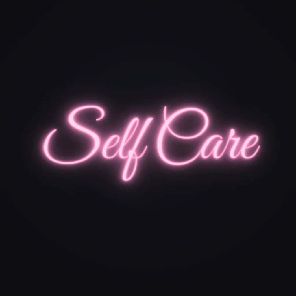 Self Care Neon Sign — Candy Pink LED neon (design render)