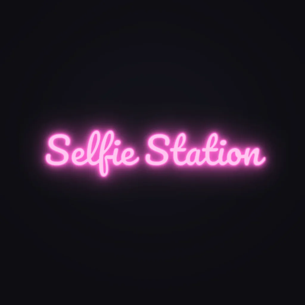 Selfie Station Neon Sign — Pink LED neon (design render)