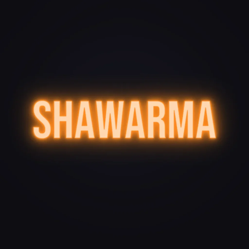 Shawarma Neon Sign — Orange LED neon (design render)