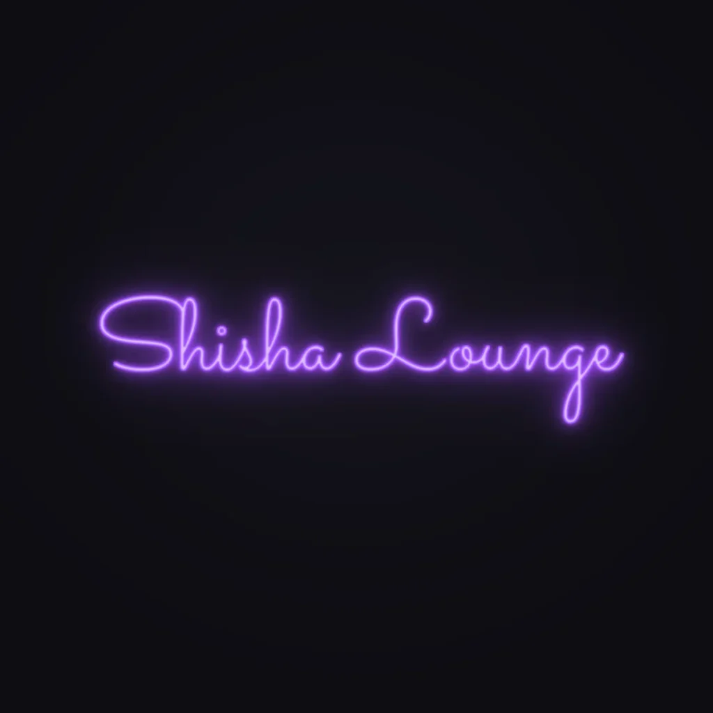 Shisha Lounge Neon Sign — Purple LED neon (design render)